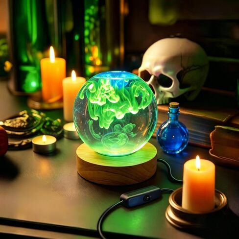 2pcs Wooden USB UV LED Blacklight Display Base, 395nm UV Light Stand for Uranium Glass, Glow Art & UV Reactive Items, Round Glow-in-the-Dark Lighting Base in Kuwait