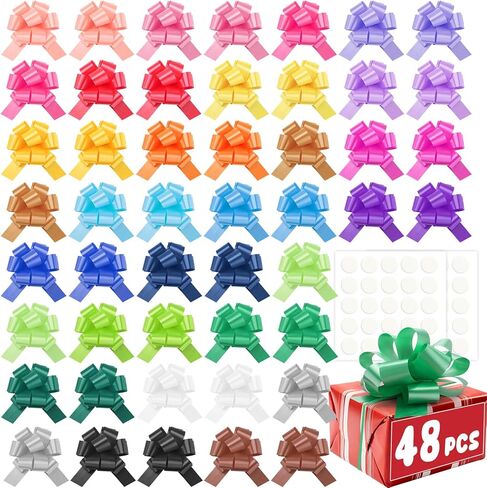 24 Pcs Pull Bows for Gift Wrapping, 5 Inch 24 Colors Gift Bows, Ribbon Bows for Wedding, Christmas, Valentine's Day, Birthday, Anniversary, Flower Decorations in Saudi Arabia