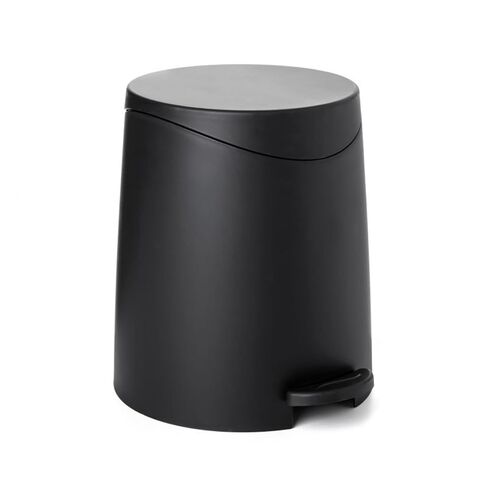 Superio Mini Bathroom Trash Can with Lid 3 Liter, Plastic Waste Bin 0.75 Gallon, Modern Flat Lid Step On Trash Can with Foot Pedal, for Bathroom, Bedroom, Office, Under Desk, Soft Close (2, Black) in Saudi Arabia