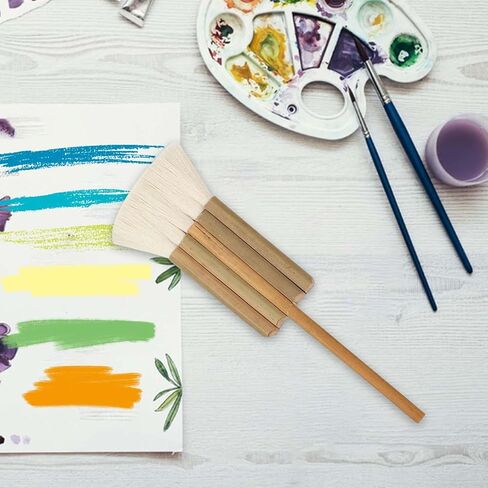 Goats Hair Hake Watercolor Paint Handle Reusable Drawing Tool for Blending Oil Acrylic Paint Suitable for Students Adults Art, 5 Rows in Kuwait