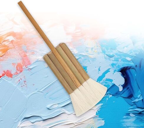 Goats Hair Hake Watercolor Paint Handle Reusable Drawing Tool for Blending Oil Acrylic Paint Suitable for Students Adults Art, 5 Rows in Kuwait