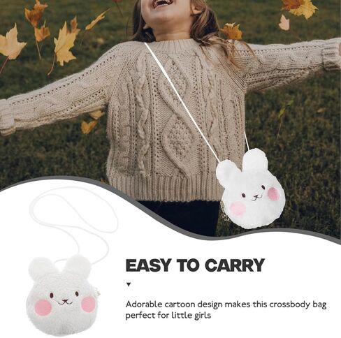 لطيف Kawaii الأرنب أفخم حقيبة كروسبودي للفتيات الصغيرات لينة رقيق محفظة نسائية للعملات المعدنية خفيفة الوزن الحيوان محفظة للأطفال 5.70X5.31X0.78In in Kuwait