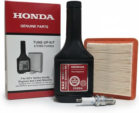 مجموعة ضبط الأجزاء الأصلية لمحركات سلسلة Honda GC وGCV وجزازات العشب، تتضمن زيت 12oz 10W-30، وفلتر هواء 17211-Z8B-901، وقابس الإشعال BPR5ES in Kuwait