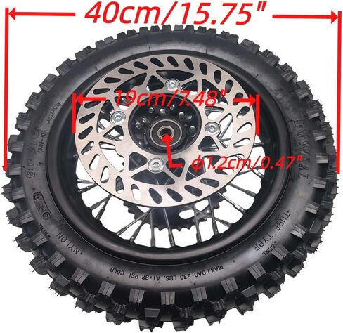 مجموعة إطارات حافة العجلات الخلفية مقاس 10 بوصات للدراجة الترابية 50cc 110cc 125cc tao TTR SSR CRF Apollo 12 مم تتضمن قرص فرامل 190 مم وأنبوب إطار 80/100-10 مع دوار فرامل و420 ضرس in Kuwait