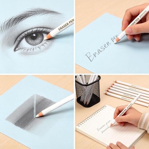 11pcs Precision Eraser Set(10 Pack Precision Eraser with Sharpener), Drawing Erasers Pens for Artists, Detail Erasers Pen for Sketching and Coloured Illustrations, Accurate Force Transmission Erasers in Kuwait
