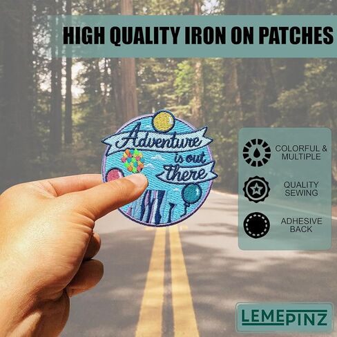 Adventure is Out There 3 Inches Embroidery Patch, Iron On/Sew On Travel Embroidered Applique Patch, Travel Patches, Fabric Patches for Clothes Backpacks Hats, Traveling DIY Accessories Gifts in Kuwait