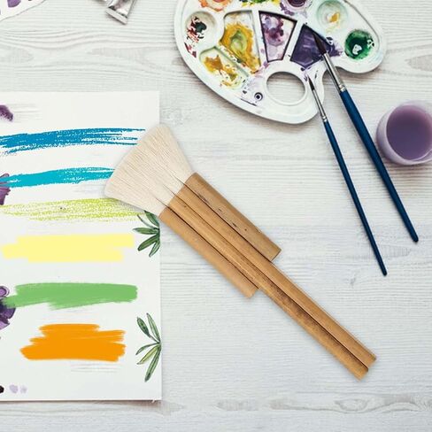 Goats Hair Hake Watercolor Paint Handle Reusable Drawing Tool for Blending Oil Acrylic Paint Suitable for Students Adults Art, 4 Rows in Kuwait