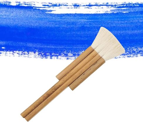 Goats Hair Hake Watercolor Paint Handle Reusable Drawing Tool for Blending Oil Acrylic Paint Suitable for Students Adults Art, 4 Rows in Kuwait