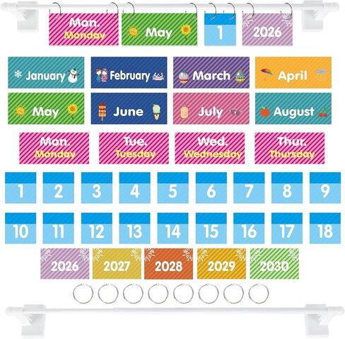 Magnetic Flip Calendar for Classroom with Adjustable Magnetic Rod for Whiteboard Teacher Must Haves (8-4) in Saudi Arabia