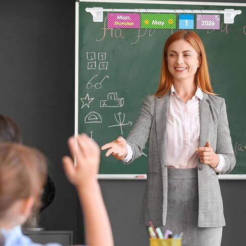 Magnetic Flip Calendar for Classroom with Adjustable Magnetic Rod for Whiteboard Teacher Must Haves (8-4) in Saudi Arabia