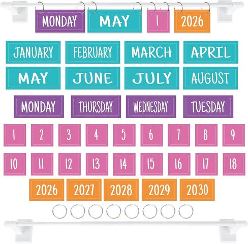 Magnetic Flip Calendar for Classroom with Adjustable Magnetic Rod for Whiteboard Teacher Must Haves (8-4) in Saudi Arabia