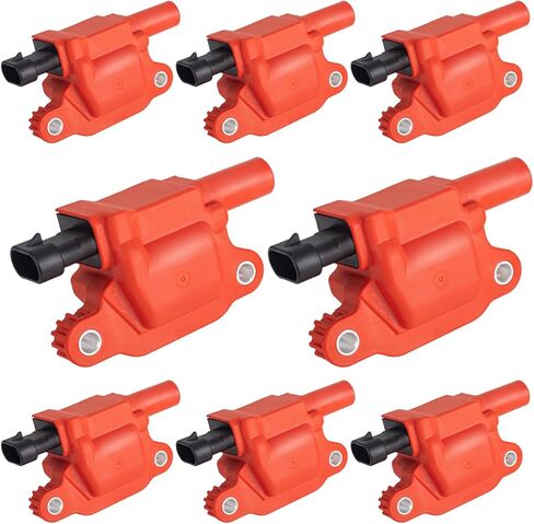 ENA Set of 8 Square Ignition Coil Pack Compatible with Chevy GMC Cadillac Camaro Corvette Express Impala Avalanche Silverado 1500 Suburban Savana 5.3 V8 07 08 09 10 11 Replaces UF413 12570616 - Red in Kuwait