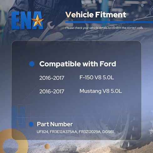 مجموعة ENA مكونة من 8 ملفات إشعال متوافقة مع Ford F-150 5.0L لاستبدال UF824 FR3E12A375AA in Kuwait