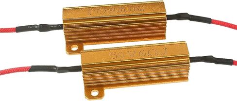 2 Set 12v load resistor 25W 50W Aluminum Shell Power resistor 6ohm 8ohm for Car turn signals Light Indicator LED Flash(50W 6R) in Kuwait