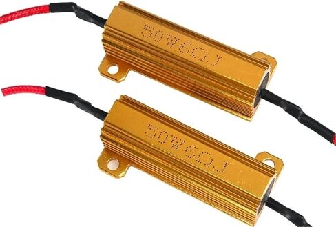 2 قطعة 25 واط/50 واط 6ohm 8ohm 50ohm تحميل المقاوم LED معدل فلاش مؤشر وحدات التحكم لسلك مصباح سيارة الألومنيوم مقاوم القشرة (50 واط 6Ohm) in Kuwait