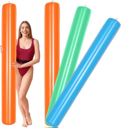 Meooeck 3 Pcs Jumbo Inflatable Pool Noodles 71", Thick Floating Swim Tubes for Pool Party, Large PVC Blow up Noodles for Summer Water Games Fun in Kuwait