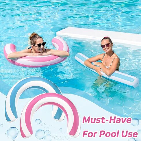 Arrowbash 4 Pack Inflatable Swimming Pool Noodle Float Set Pool Floats for Adults, Swim Noodles Curved Swimming Float for Adult Summer Beach Party Vacation Sea Beach Lake in Kuwait