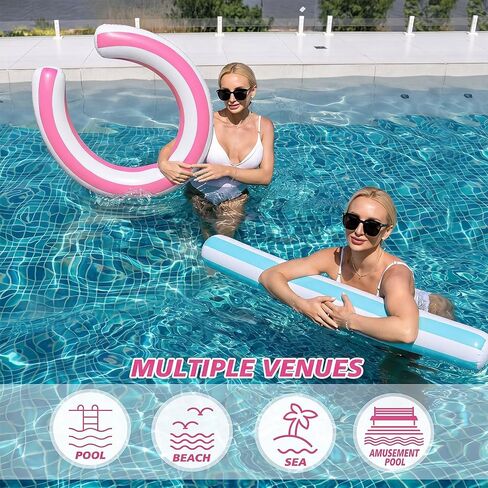 Arrowbash 4 Pack Inflatable Swimming Pool Noodle Float Set Pool Floats for Adults, Swim Noodles Curved Swimming Float for Adult Summer Beach Party Vacation Sea Beach Lake in Kuwait
