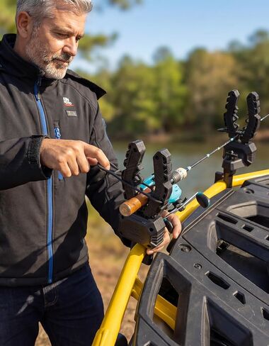 حامل أدوات KEMIMOTO للمركبة ATV، حامل أدوات الصيد بمشبك تلقائي، مقابض حامل القوس بدون استخدام اليدين مع أشرطة مطاطية، يناسب عربات الصيد ATVs والدراجات البخارية المتحركة على الجليد (0.75-1.25 بوصة في أنابيب مستديرة) in Kuwait