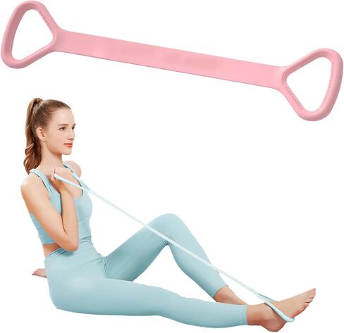 Figure 8 Resistance Band, Arm Back Shoulder Exercise Elastic Rope Stretch Fitness Band, Foot, Leg, Hand Stretcher, Arm Exerciser for Yoga Pilates Stretching Physical Therapy, Home Gym Workout（pink in Saudi Arabia