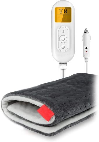 REALONE Car Electric Blanket with 4 Heat Settings 11 Auto-Off, 12"x24" Portable Heated Wrap for Back Waist Neck in Kuwait