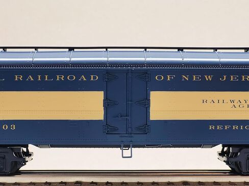 م.ث. القطارات الكهربائية MTH Premier Jersey Central R50B Express Reefer #5003 O Gauge 20-94750-5003 in Kuwait
