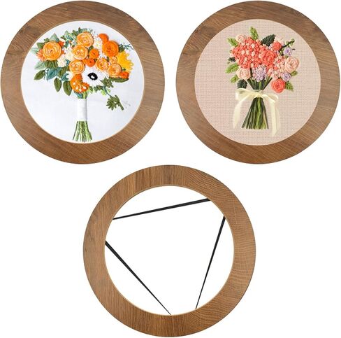 3 Sets Wood Embroidery Hoop Frame, 8 Inch Round Wood Embroidery Display with 8 Inch Embroidery Hoop for Finished DIY Craft Sewing Ornaments Art Cross Stitch in Kuwait