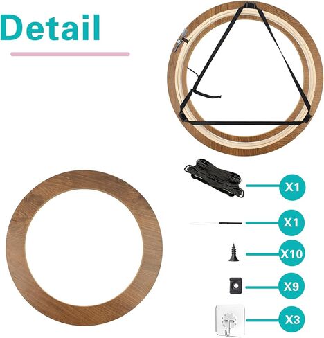 3 Sets Wood Embroidery Hoop Frame, 8 Inch Round Wood Embroidery Display with 8 Inch Embroidery Hoop for Finished DIY Craft Sewing Ornaments Art Cross Stitch in Kuwait