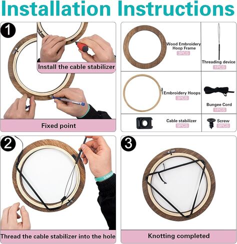 3 Sets Wood Embroidery Hoop Frame, 8 Inch Round Wood Embroidery Display with 8 Inch Embroidery Hoop for Finished DIY Craft Sewing Ornaments Art Cross Stitch in Kuwait