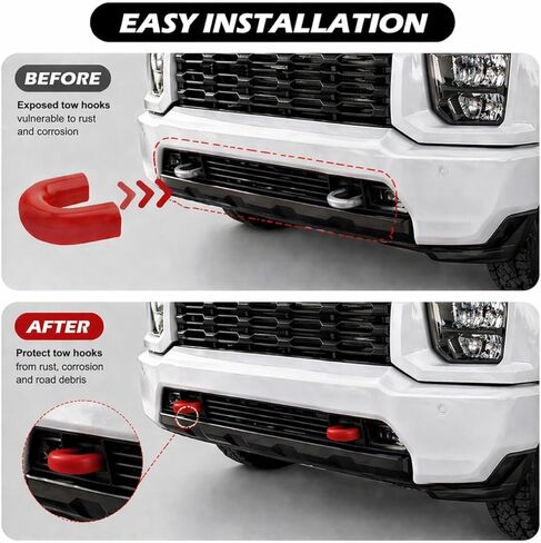 أغطية خطاف السحب لسيارة Chevy Silverado 2500/3500 HD 2020-2026، أغطية خطاف السحب الأمامي، أغطية سيليكون ملائمة تمامًا، تركيب بدون أدوات، ملحقات خارجية، أحمر، عبوتان in Kuwait