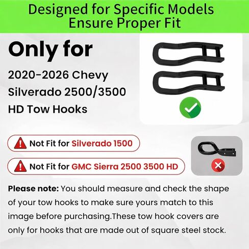 أغطية خطاف السحب لسيارة Chevy Silverado 2500/3500 HD 2020-2026، أغطية خطاف السحب الأمامي، أغطية سيليكون ملائمة تمامًا، تركيب بدون أدوات، ملحقات خارجية، أحمر، عبوتان in Kuwait