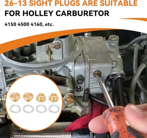 26-13 Fuel Bowl Sight Plug Kit for Holley Carburetor 4150 4500 4160, 5/16"-24 Thread Plug - 4 Pcs in Kuwait