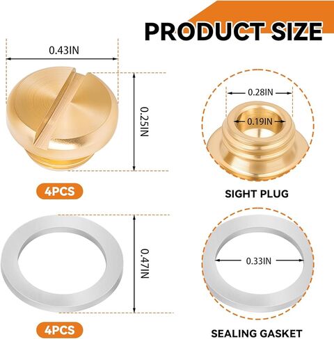 26-13 Fuel Bowl Sight Plug Kit for Holley Carburetor 4150 4500 4160, 5/16"-24 Thread Plug - 4 Pcs in Kuwait