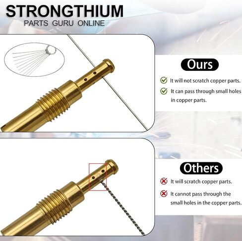 Strongthium Copper Carburetor Jet Cleaning Tool Set & Stainless Steel Cutting Torch Tip Cleaner Tool kit for Carb Jet Sprinklers Carbon Welding Nozzles Density Nylon Motorcycle Jet Small Engine in Kuwait