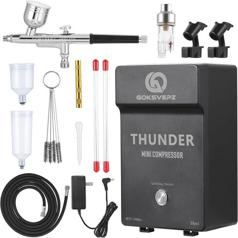Airbrush Kit with Air Compressor, 55 PSI High Pressure Air Brush Gun with Cleaning Sets Non-Clogging Airbrush Gun Set for Model Painting, Modeling, Makeup, Nails, Tattoo, Cake Decor in Kuwait
