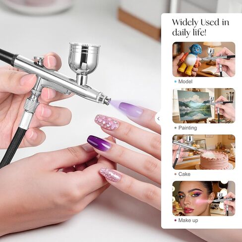 Airbrush Kit with Air Compressor, 55 PSI High Pressure Air Brush Gun with Cleaning Sets Non-Clogging Airbrush Gun Set for Model Painting, Modeling, Makeup, Nails, Tattoo, Cake Decor in Kuwait