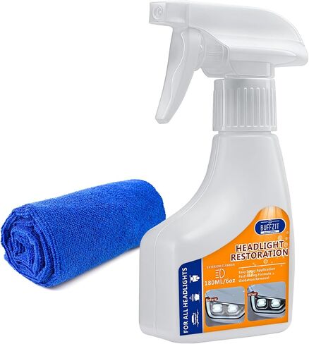 Headlight Cleaner & Restoration Kit, Instantly Removes Oxidation, Yellowing, and Cloudiness, Restores Headlights to Like-New Clarity, No Rubbing Needed, Suitable for All Cars, 180ml / 6oz in Saudi Arabia