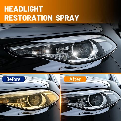 Headlight Cleaner & Restoration Kit, Instantly Removes Oxidation, Yellowing, and Cloudiness, Restores Headlights to Like-New Clarity, No Rubbing Needed, Suitable for All Cars, 180ml / 6oz in Saudi Arabia