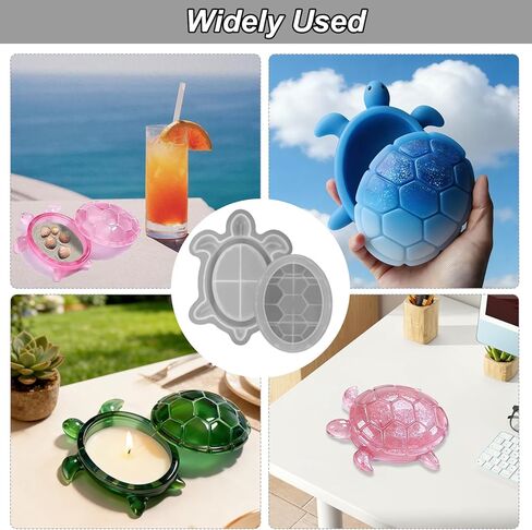 Silicone Turtle Box Resin Mold with Lid | Reusable Ocean Theme Jewelry Box Storage Container Mould for DIY Clay Craft Projects | Unique Epoxy Animal Resin Box Mold for Home Decor, Keychains & Trinkets in Kuwait