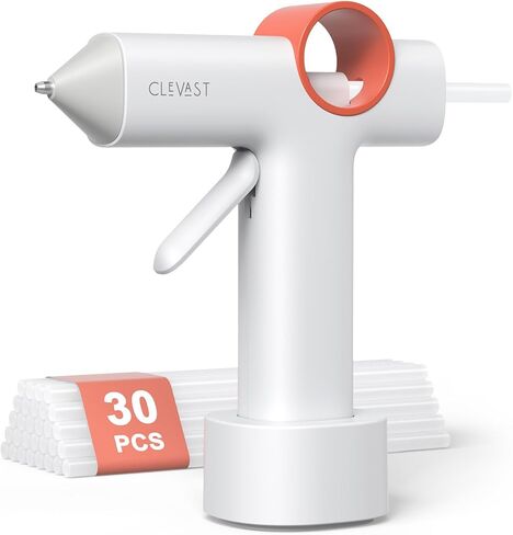 CLEVAST Cordless Hot Glue Gun, 5000mAh Rechargeable Mini Glue Gun with 30 Glue Sticks Set, 40s Fast Heating, Anti-Drip, Auto Shut-Off, Portable Kit for Arts & Crafts, DIY Projects & Home Repair in Saudi Arabia