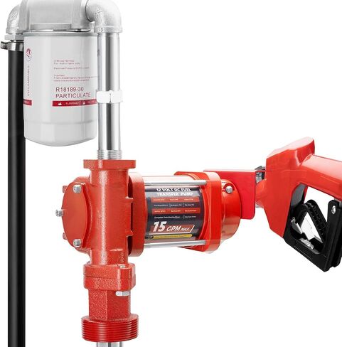 110V AC 15 GPM Fuel Transfer Pump with Discharge Hose, Automatic Nozzle, Premium Filter Package, Suitable for Gasoline, Diesel, Kerosene, Ethanol & Methanol Blends in Kuwait