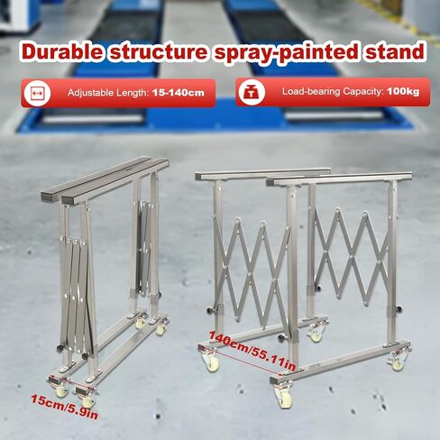 Mobile Telescopic Universal Paint Rack, Automotive Panel Paint Stand for Hood Stand & Bumper Work | Adjustable 15-140cm | Holds 100kg | Freestanding Body Repair Tool in Kuwait