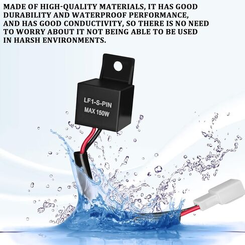 مرحل وامض LED لإشارة الانعطاف، مرحل وامض إشارة الانعطاف الإلكتروني LED، طقم موصلات أسلاك مرحلات وامضة 12 فولت 2 دبوس لإصلاح معظم مصابيح إضاءة مؤشر الدراجات النارية معدل فلاش مفرط in Kuwait