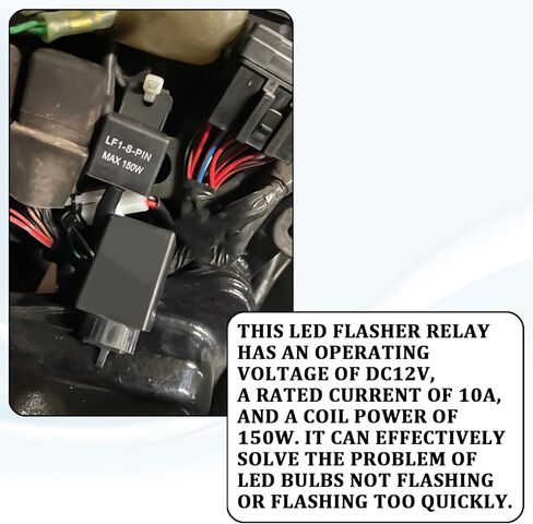 مرحل وامض LED لإشارة الانعطاف، مرحل وامض إشارة الانعطاف الإلكتروني LED، طقم موصلات أسلاك مرحلات وامضة 12 فولت 2 دبوس لإصلاح معظم مصابيح إضاءة مؤشر الدراجات النارية معدل فلاش مفرط in Kuwait