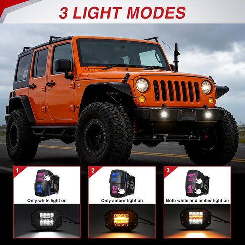 Nilight Flush Mount LED Light Pods 2PCS 42W Amber White 3 Lighting Modes Fog Lights Spot Flood Combo Beam with Dual Control 18AWG Wiring Harness for Truck Pickup Golf Cart UTV ATV SUV Boat 4x4 Car in Kuwait