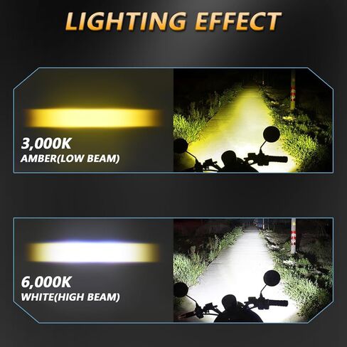 60W دراجة نارية مساعدة أضواء القيادة LED أضواء الضباب الأبيض العنبر للماء أضواء العمل على الطرق الوعرة مع جبل بين قوسين الأسلاك تسخير متوافق مع دراجة نارية شاحنة SUV ATV in Kuwait