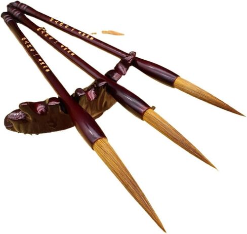 Solid Wood Rod Wolf Hair Brush Practice Stationery Four Treasures Chinese Calligraphy Brush Bucket Brush in Kuwait