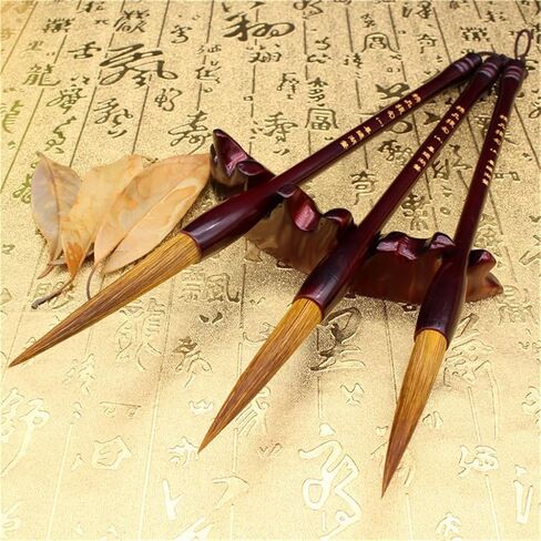 Solid Wood Rod Wolf Hair Brush Practice Stationery Four Treasures Chinese Calligraphy Brush Bucket Brush in Kuwait