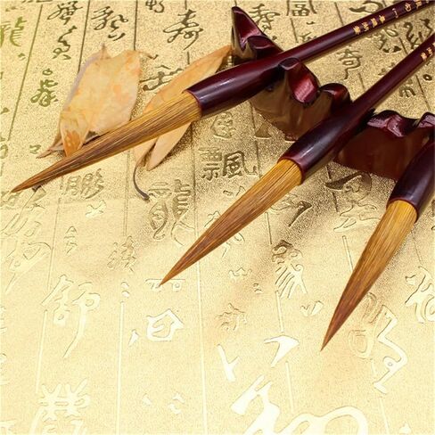 Solid Wood Rod Wolf Hair Brush Practice Stationery Four Treasures Chinese Calligraphy Brush Bucket Brush in Kuwait