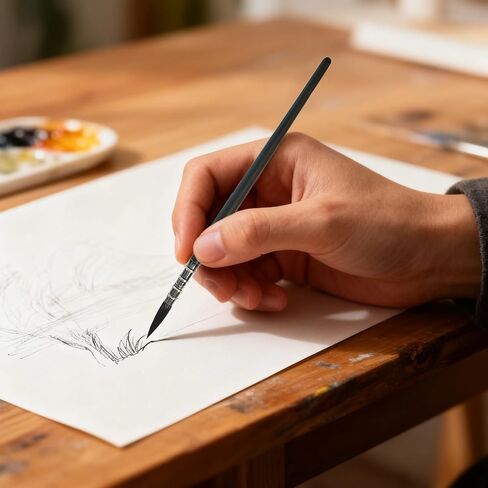 فرشاة ألوان مائية لشعر السنجاب، فرشاة رسم ذات طرف رفيع مقاس 0، طول شعيرات 0.9 بوصة، فرشاة فنية احترافية للتفاصيل المصغرة، أكريليك in Kuwait
